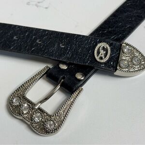 Christine Alexander Black Leather Swarovski Crystal Western Cowgirl Belt Medium